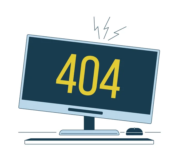 Broken Monitor Error 404 Flash Message Damaged Computer Technology Problem — Stock Vector