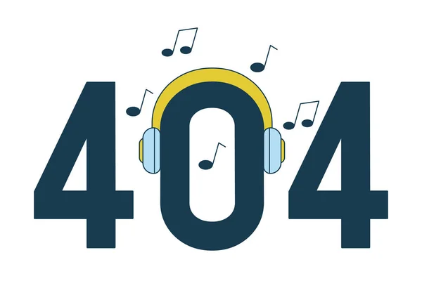 Наушники Ошибка 404 Флэш Сообщение Слушать Ритмы Музыки Звук Пустое — стоковый вектор