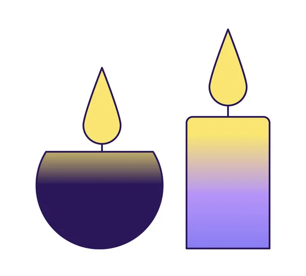 Candles Light Flat Vector Cartoon Icon Spa Candlelight Meditation Candles — Stock Vector