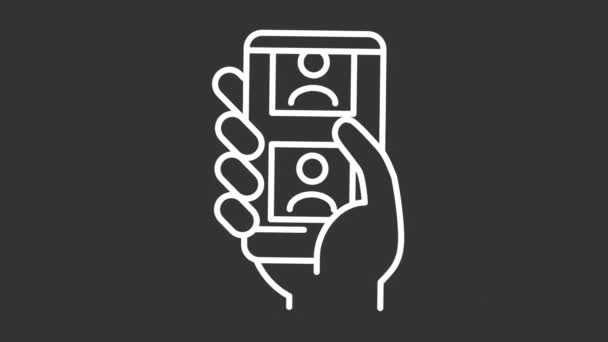 Scrolling Icon Animation White Line Animated Line Hand Holding Smartphone — Stock Video