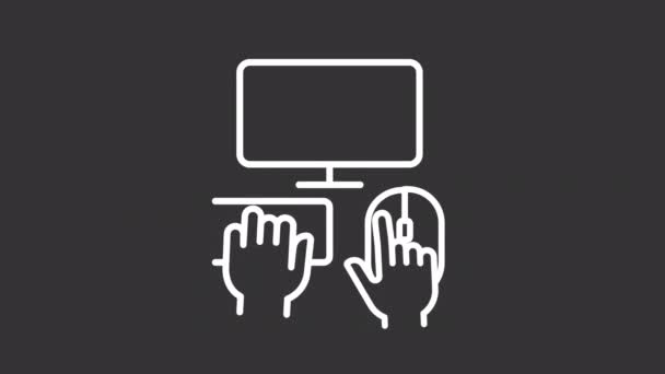 Анимированный Помощью Белой Иконки Компьютера Руки Компьютерной Мыши Клавиатурной Анимации — стоковое видео
