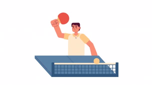 Animasyon Masa Tenisi Oyuncusu Masa Tenisi Oynayan Asyalı Adam Animasyonu — Stok video
