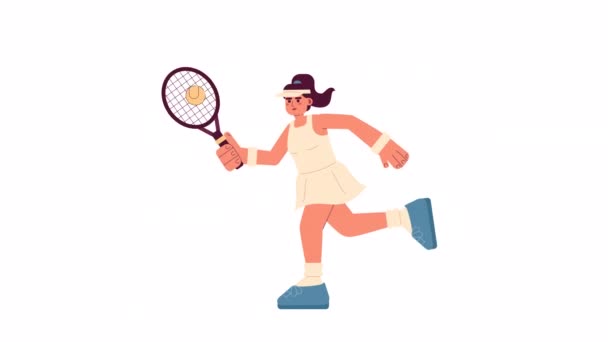 Schlagen Tennisball Animation Animierter Isolierter Athlet Mit Schläger Individualsport Cartoon — Stockvideo