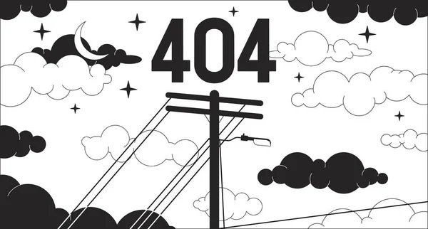 Dienstleistungsmast Verträumten Nachthimmel Schwarz Weiß Fehlermeldung 404 Flash Leere Staatskultur — Stockvektor