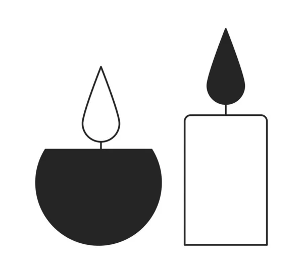 Candles Light Line Art Vector Cartoon Icon Spa Candlelight Editorial — Stock Vector