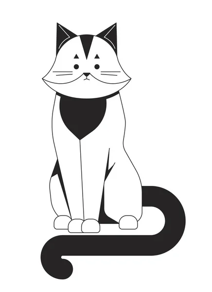 Funky Cat Linii Sztuki Wektor Postać Kreskówki Słodkie Kawajskie Zwierzątko — Wektor stockowy