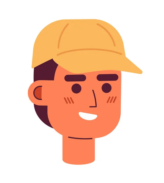 Μπέιζμπολ Καπέλο Άνθρωπος Χαμογελώντας Ημι Επίπεδη Διάνυσμα Κεφάλι Χαρακτήρα Αθλητικός — Διανυσματικό Αρχείο