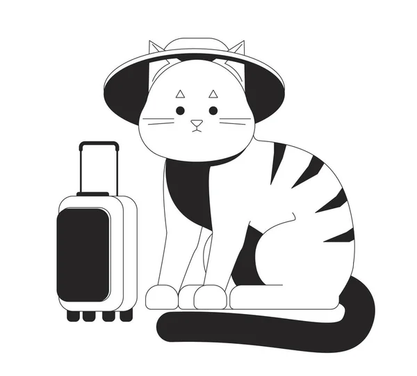 Carino Gatto Viaggiatore Vettoriale Spot Illustrazione Tavolo Gatto Che Indossa — Vettoriale Stock