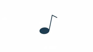 Animasyon notası. Web tasarımı için düz taslak biçim simgesi 4K video görüntüsü. Müzik, melodi beyaz zemin üzerinde alfa kanal şeffaflığı ile izole edilmiş ince çizgi nesne animasyonu söylüyor