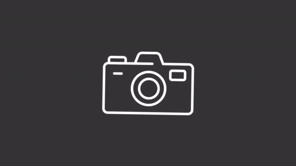 Анімований Фотоапарат Спалахує Білою Піктограмою Створення Анімації Фотолінії Професійна Професія — стокове відео