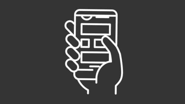 Web Sitesi Beyaz Simge Canlandırmasını Kaydır Cep Telefonunu Tutan Hareketli — Stok video