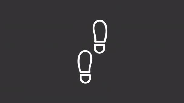 Pasos Animados Icono Línea Blanca Animación Huellas Zapatos Ejercicio Pie — Vídeo de stock