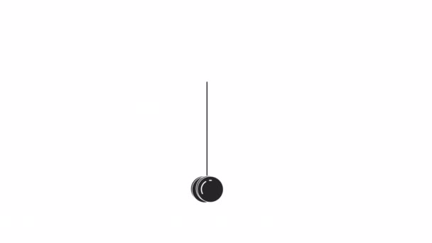 Animated Yoyo Toy Black White Thin Line Icon Video Footage — Stock Video