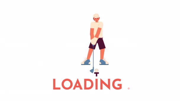 Cargador Golfistas Animado Joven Golfista Jugando Golf Flash Mensaje Vídeo — Vídeo de stock