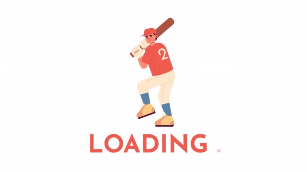 Caricatore Giocatori Baseball Animato Sport Cricket Giovane Asiatico Maschio Pastella — Video Stock