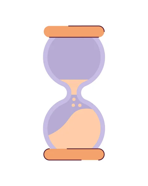 Horloge Verre Sable Semi Plat Objet Vecteur Couleur Temps Sablier — Image vectorielle