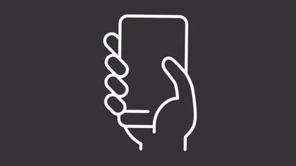 Animovaný Telefon Ruce Bílá Ikona Osoba Držící Animaci Mobilních Telefonů — Stock video