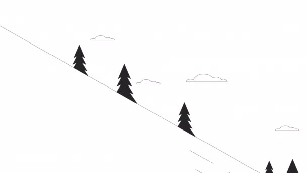 Pista Esquí Animada Montaña Nieve Aislada Animación Sendero Esquí Bajando — Vídeo de stock