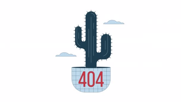 Cactus Nubes 404 Animación Errores Flor Del Desierto Maceta Imágenes — Vídeo de stock