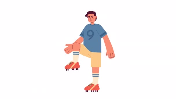 Piłkarz Ćwiczący Animację Animowany Trener Piłki Nożnej Kopiący Trening Cartoon — Wideo stockowe