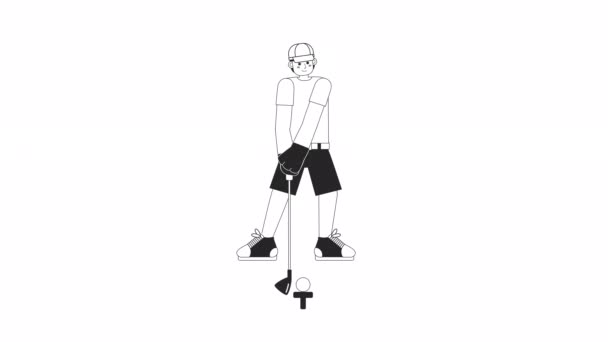 Animated Golfer Action Male Golfer Playing Golf Isolated Animation Golf — Stock Video