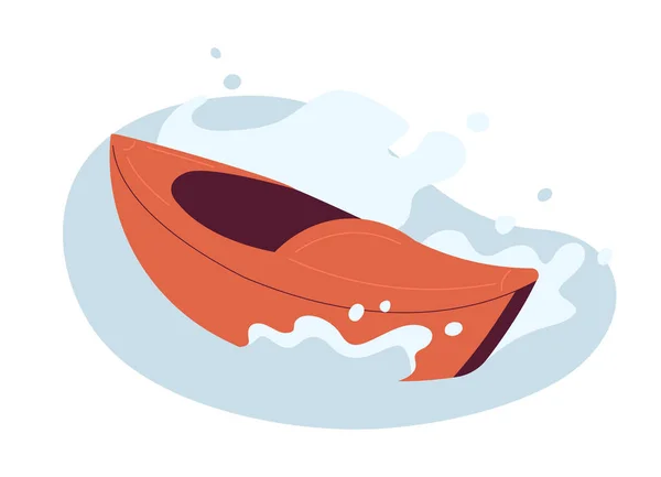 Kayak Rivière Semi Plat Couleur Vecteur Objet Sports Nautiques Canoë — Image vectorielle