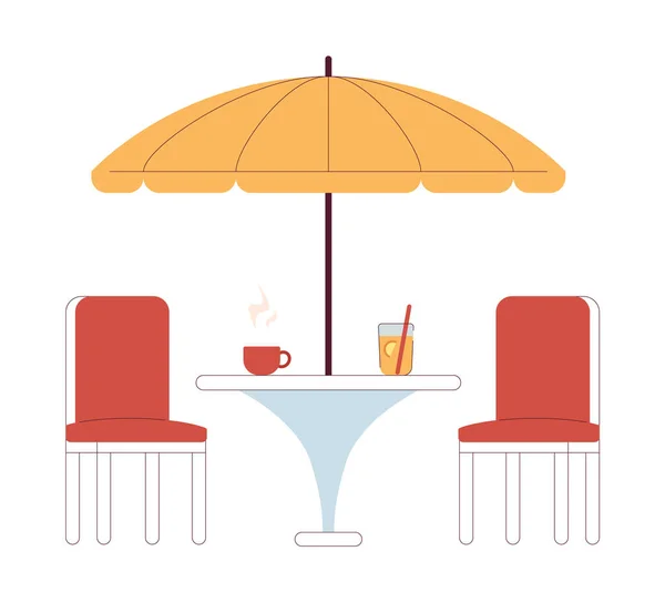 Moderner Straßencafé Tisch Und Schirm Halb Flache Farbvektorobjekt Hinterhof Terrassenmöbel — Stockvektor