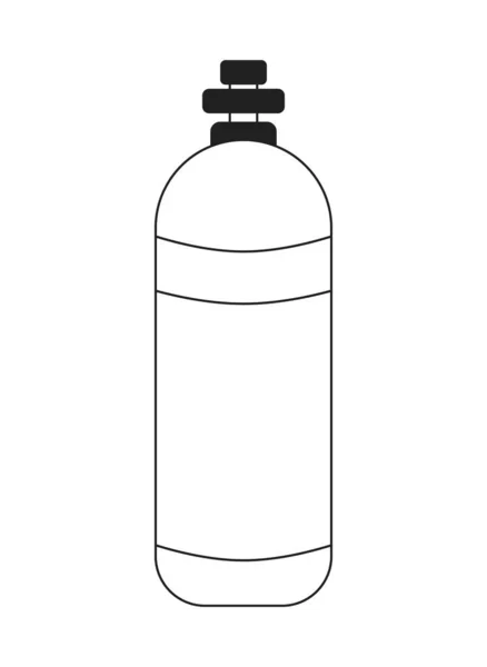 酸素タンクモノクロームフラットベクトルオブジェクト 酸素ボンベ 水中潜水用具 スキューバ戦車 編集可能な黒と白の細い線のアイコン ウェブグラフィックデザインのためのシンプルな漫画クリップアートスポットイラスト — ストックベクタ