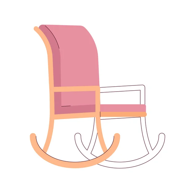 Rocking Chair Semi Flat Colour Vector Object Wooden Swaying Porch — Stock Vector