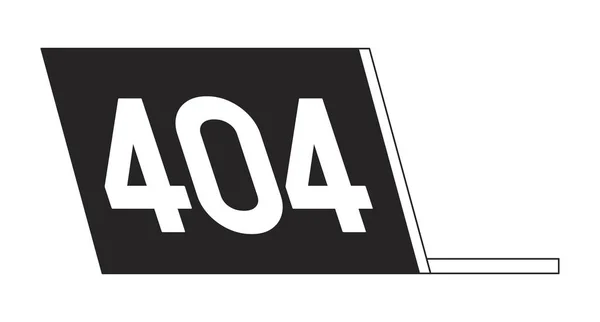 404 Numaralı Dizüstü Bilgisayarı Arka Düz Monokrom Izole Vektör Nesnesinde — Stok Vektör