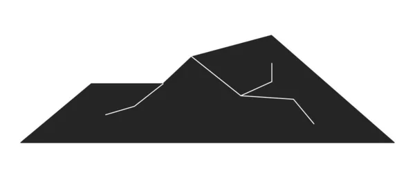 Cordillera Oscura Plana Monocromo Objeto Vectorial Aislado Cumbre Rocky Hill — Archivo Imágenes Vectoriales