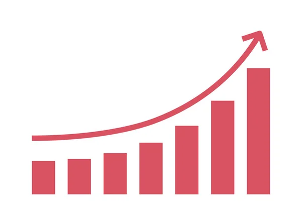 統計グラフは 成長半フラットカラーベクトル要素を移動します 棒グラフが増加します 利益の成功 白で編集可能なクリップアートアイコン ウェブグラフィックデザインのためのシンプルな漫画スタイルのスポットイラスト — ストックベクタ