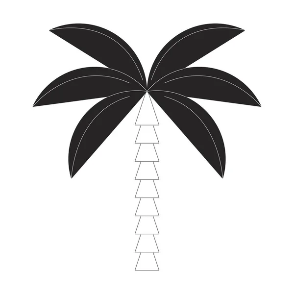 ヤシの木フラットモノクローム絶縁ベクトルオブジェクト ビーチのための熱帯エキゾチックな木 熱帯雨林 編集可能な黒と白の線画 ウェブグラフィックデザインのためのシンプルなアウトラインスポットイラスト — ストックベクタ
