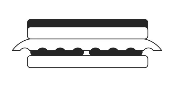 Сырный Сэндвич Плоский Монохромный Изолированный Векторный Объект Здоровые Быстрые Закуски — стоковый вектор