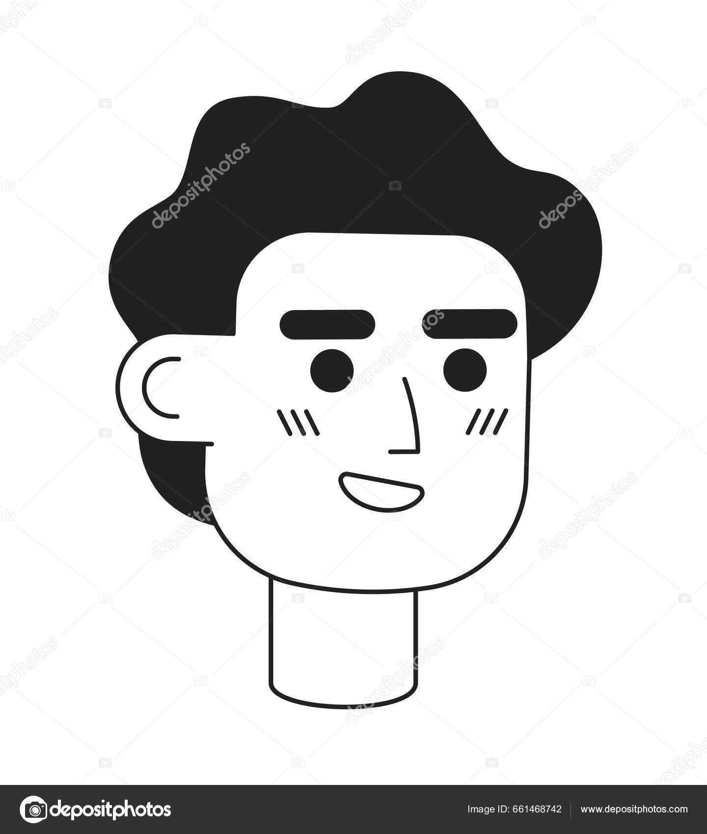 Spændt Bølget Hår Mandlige Medarbejder Monokrom Flad Lineær Karakter Hoved  Stockvektor af ©IMG visuals characters 661468742, image size:1440x1700