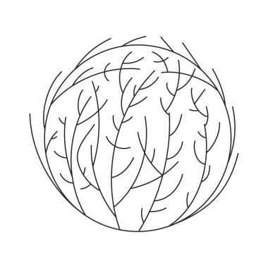 Tumbleweed düz monokrom yalıtılmış vektör nesnesi. Kuru çalı. Yabani ot. Çöl rüzgarı. Düzenlenebilir siyah beyaz çizim. Web grafik tasarımı için basit ana hatlı nokta çizimi