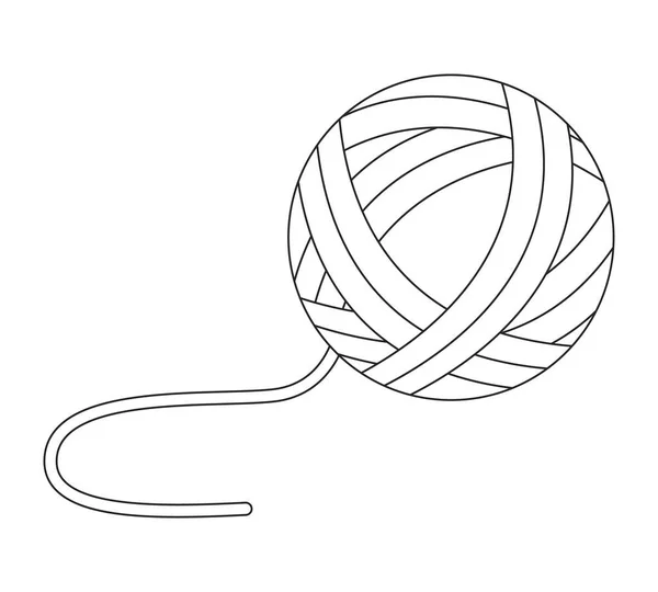Bola Woolen Dengan Benang Datar Monokrom Objek Vektor Terisolasi Bolanya - Stok Vektor