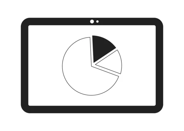 Tablet Computador Com Diagrama Círculo Monocromático Objeto Vetorial Plana Empreendedorismo — Vetor de Stock
