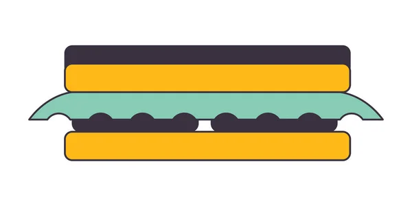 Сыр Сэндвич Плоской Линии Цвета Изолированный Векторный Объект Здоровые Быстрые — стоковый вектор