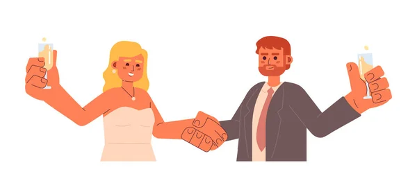 白种人夫妇庆祝结婚周年半平面彩色矢量人物 可编辑的半人体白种人 用于网页平面设计的简单卡通画 — 图库矢量图片