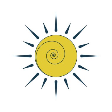 Yaratıcı soyut güneş düz çizgi renk izole vektör nesnesi. Güneş ışığı havası. Güneş ışınları. Beyaz arkaplanda düzenlenebilir resim. Web tasarımı için basit ana hatlı karikatür nokta çizimi