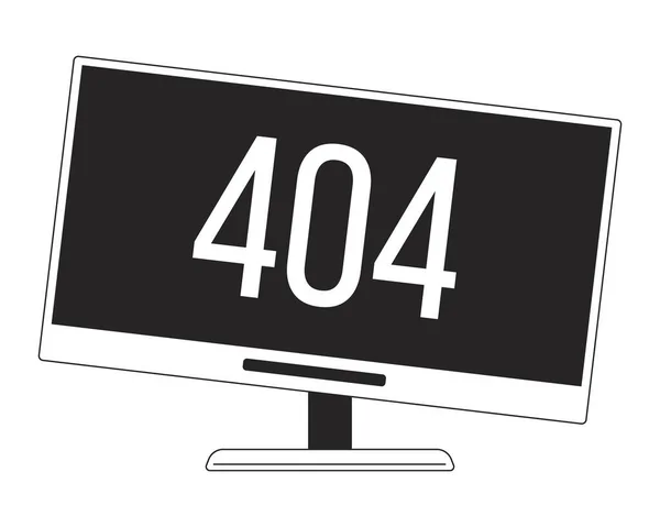 404 Error Ordenador Monitor Plano Monocromo Objeto Vectorial Aislado Tecnología — Vector de stock