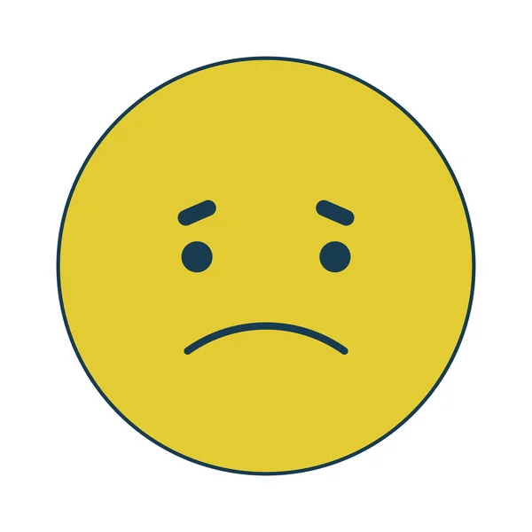 Sad Yellow Emoticon Flat Line Color Isolated Vector Icon Emoji — Stock Vector