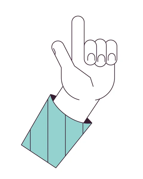 Eureka Hand Gesture Flat Line Concept Vector Spot Illustration Raised — Stock Vector