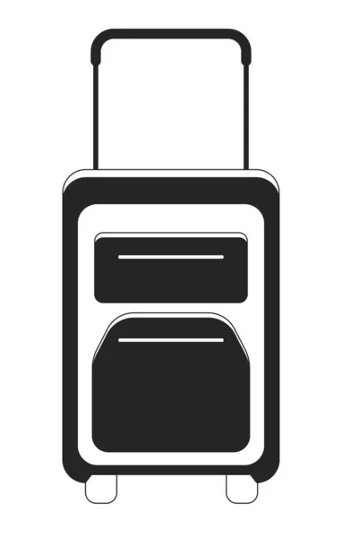 带有处理平面单色隔离向量对象的包 带轮子的旅行行李 可编辑的黑白线条艺术绘图 用于网页平面设计的简单概要插画 — 图库矢量图片