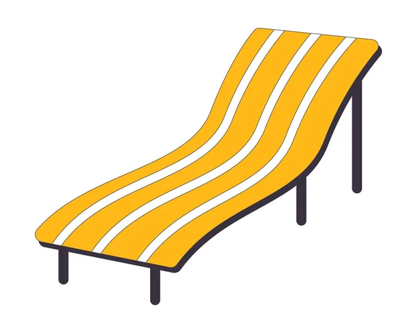 Lounge Chair Pool Flat Line Color Isolated Vector Object Outdoor — Stock Vector