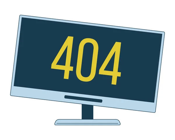 404 Error Computer Monitor Flat Line Color Isolated Vector Object — Stock Vector