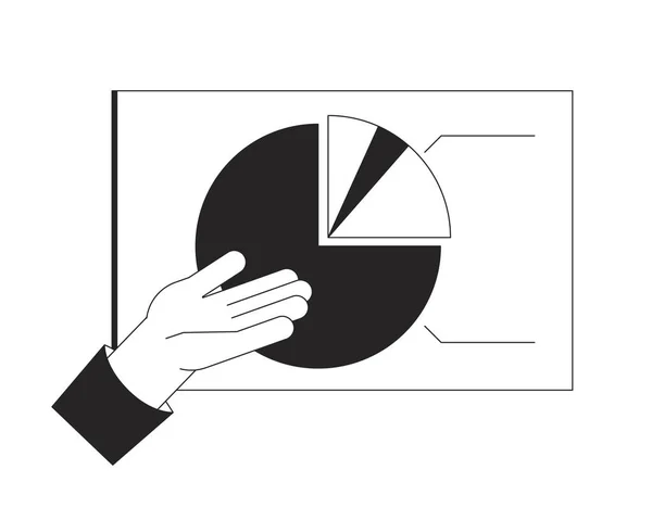 Analyse Presentatie Hand Concept Vector Spot Illustratie Taartdiagram Analytics Cartoon — Stockvector