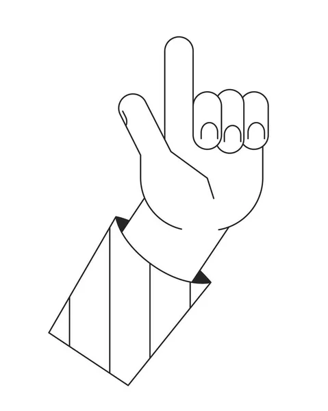 Eureka手势Bw概念矢量点画 凸起的手指2D卡通平面线条单色手用于Web Ui设计 注意了指尖可编辑的孤立轮廓英雄形象 — 图库矢量图片
