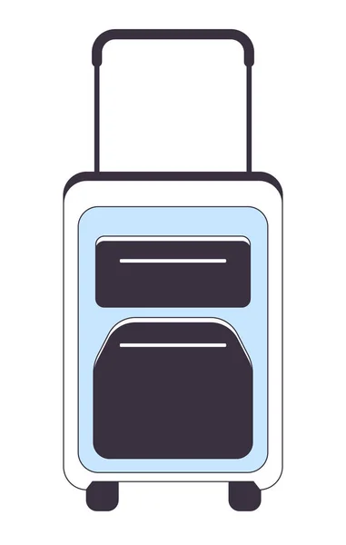 フラットラインカラー絶縁ベクトルオブジェクトを扱う手荷物 旅行のための車輪付き荷物 白い背景に編集可能なクリップアート画像 ウェブデザインのためのシンプルなアウトライン漫画のスポットイラスト — ストックベクタ